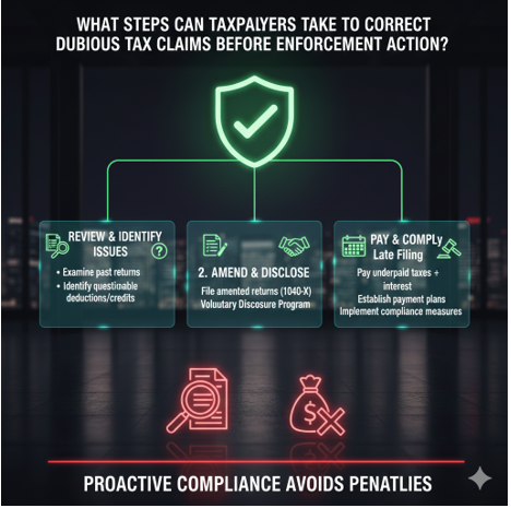 What Steps Can Taxpayers Take to Correct Dubious Tax Claims Before Enforcement Action What Steps Can Taxpayers Take to Correct Dubious Tax Claims Before Enforcement Action